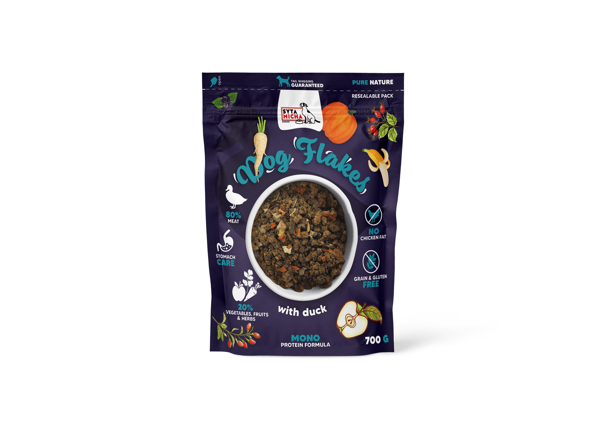 Syta Micha Dog flakes Szárított kutyaeledel – Kacsa, 700g