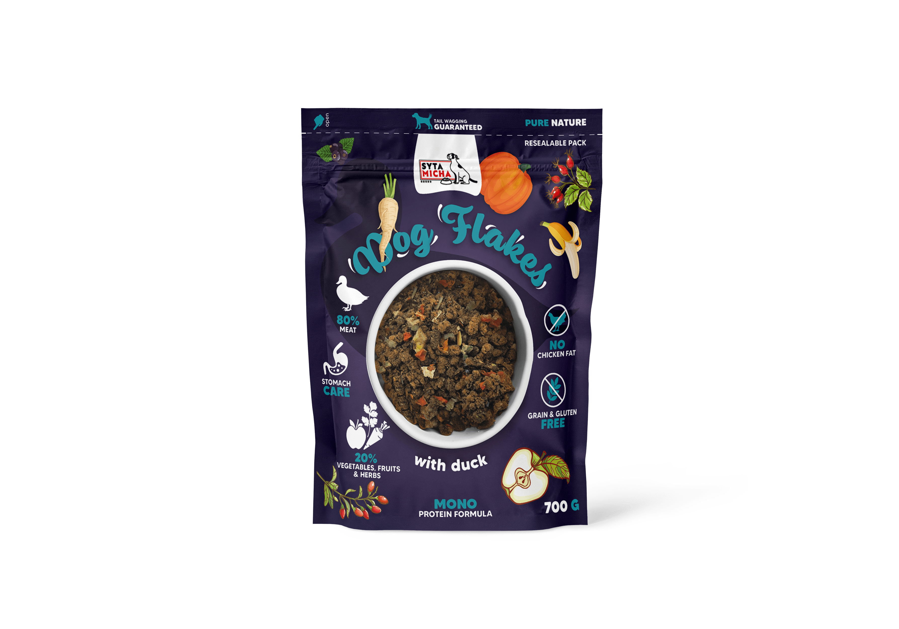 Syta Micha Dog flakes suszona karma dla psa Kaczka 700g