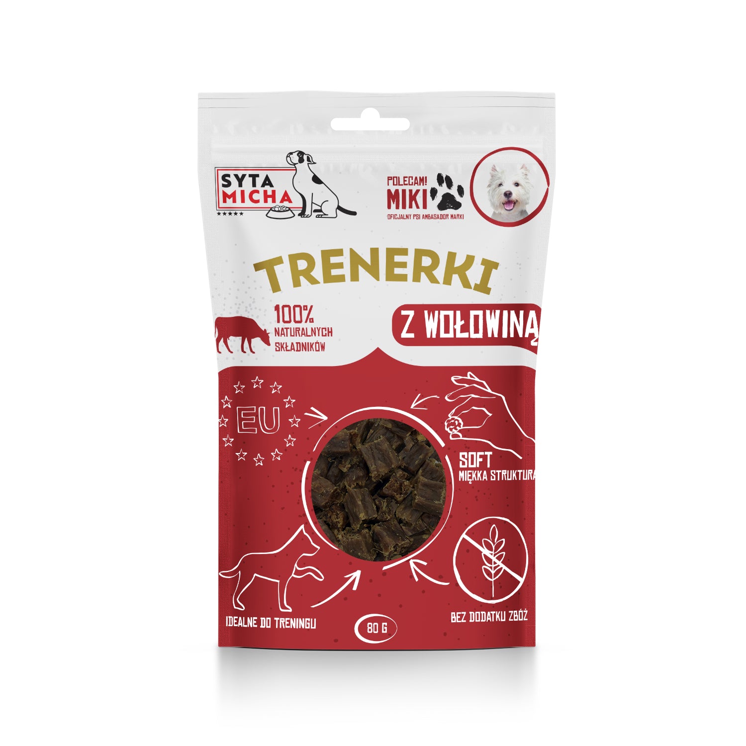 Marhahúsos tréningfalatok kutyáknak, 80g