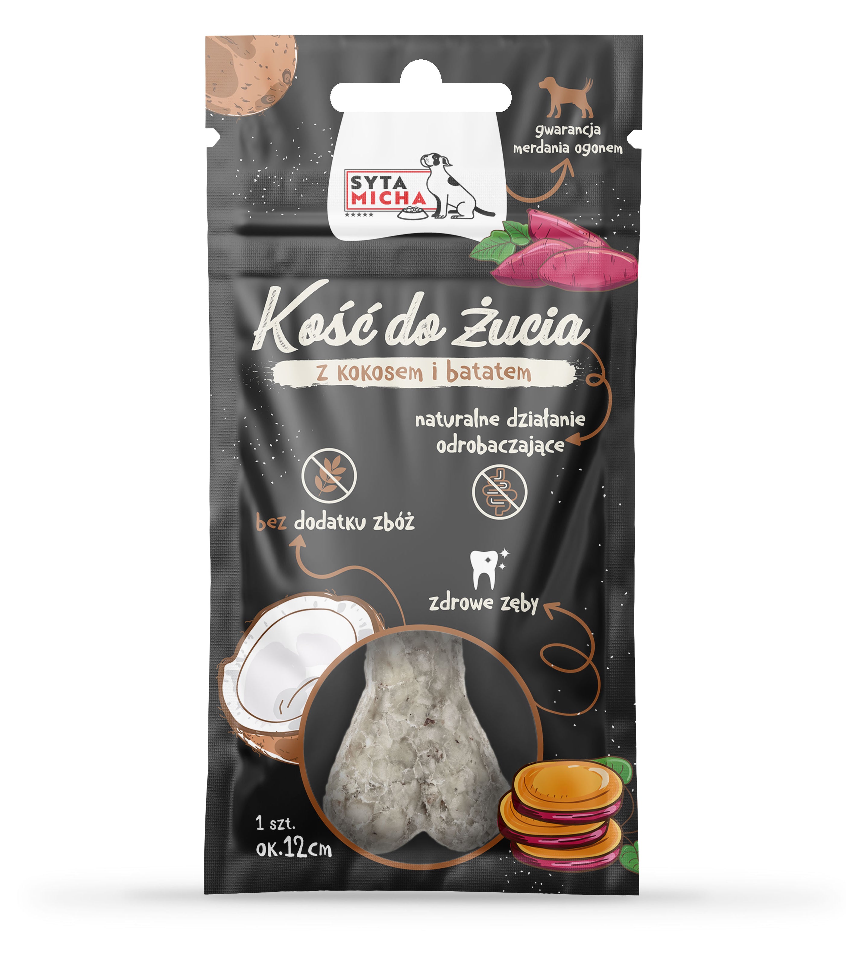 Kość do żucia dla psa Kokos z batatem 12cm