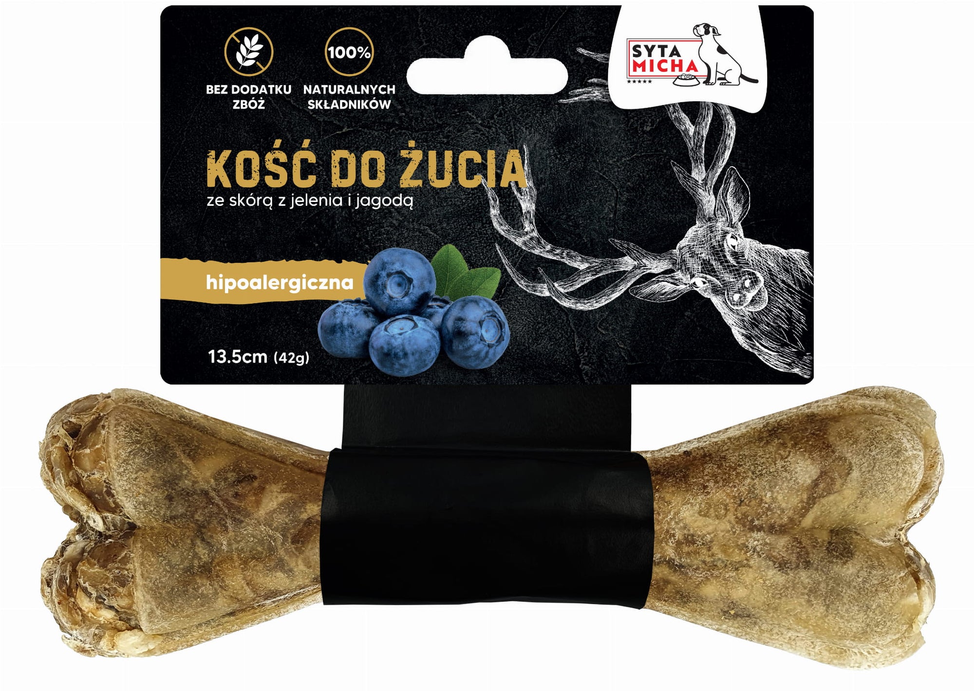 Hipoallergén rágójáték kutyáknak, szarvas ízű áfonyával, 13,5 cm