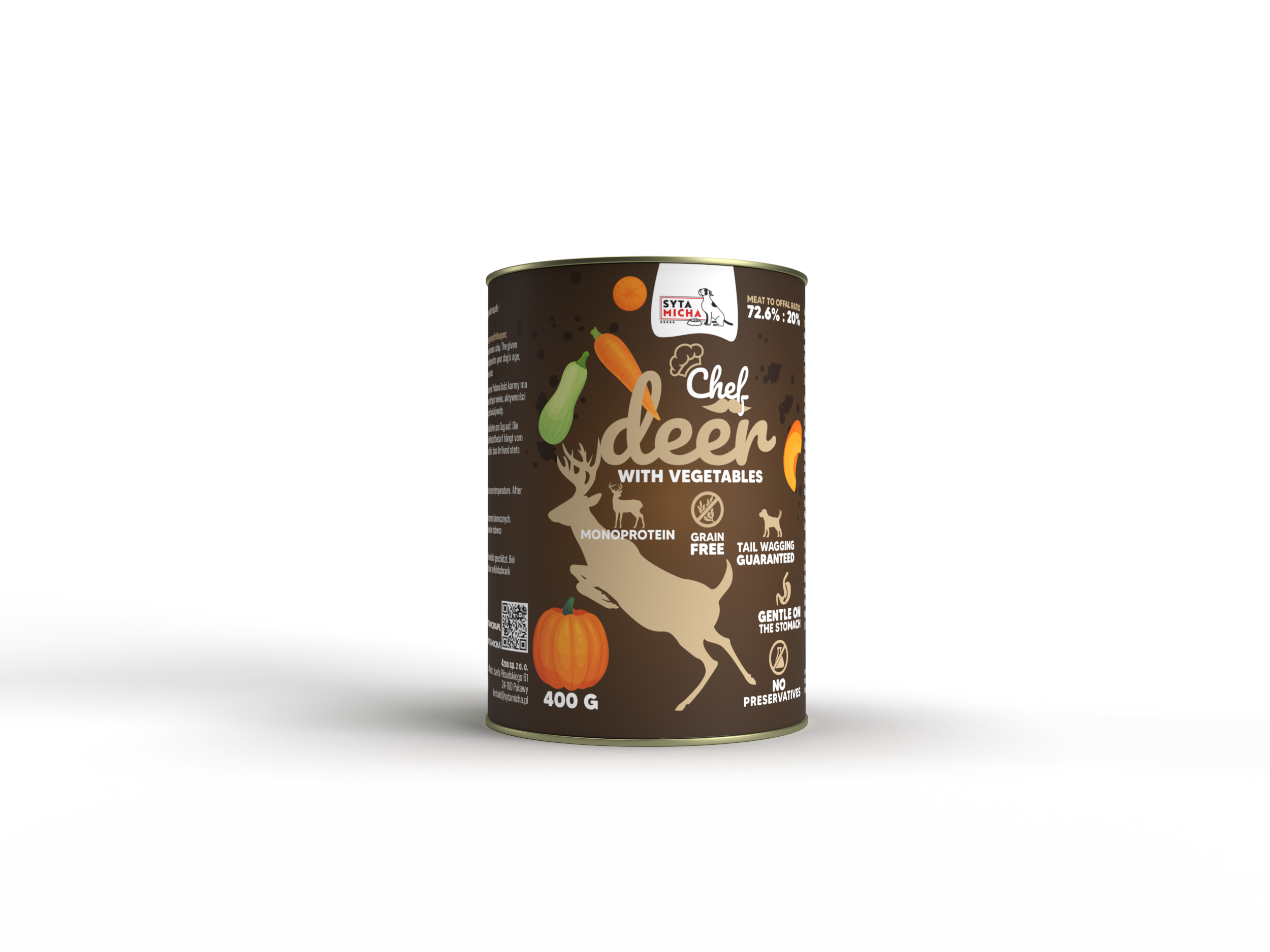 Mokra karma dla psa Jeleń z warzywami 400g