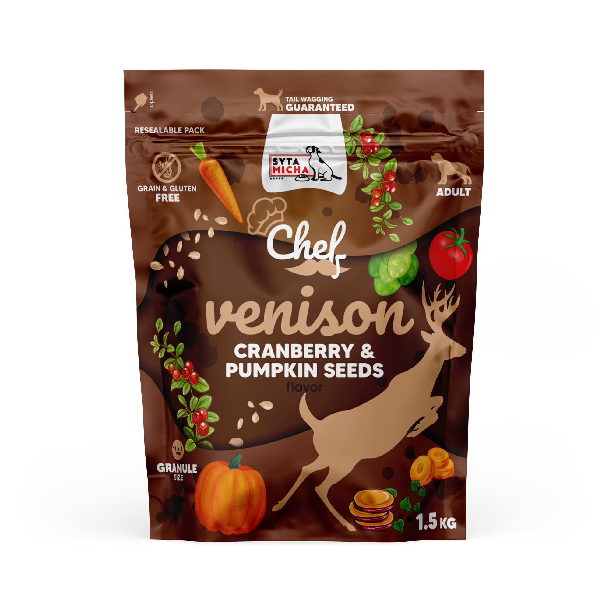 Száraz kutyatáp Vadhús, áfonya és tökmag 1,5 kg