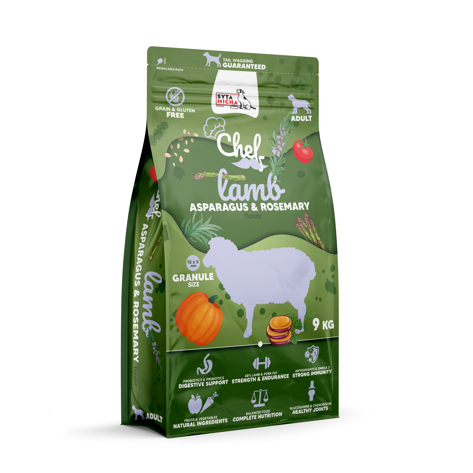 Száraz kutyaeledel bárányhússal, spárgával és rozmaringgal 9kg