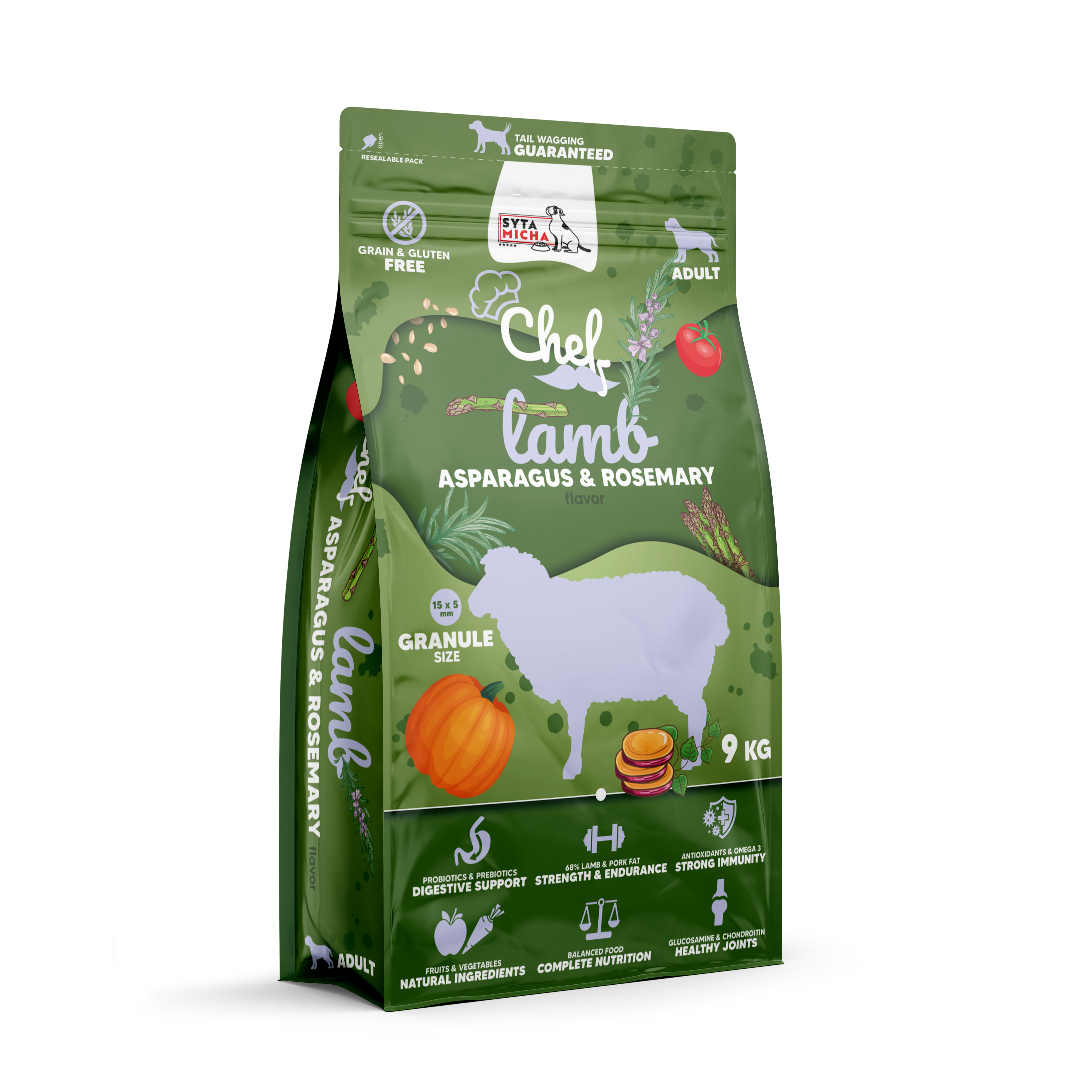 Száraz kutyaeledel bárányhússal, spárgával és rozmaringgal 9kg