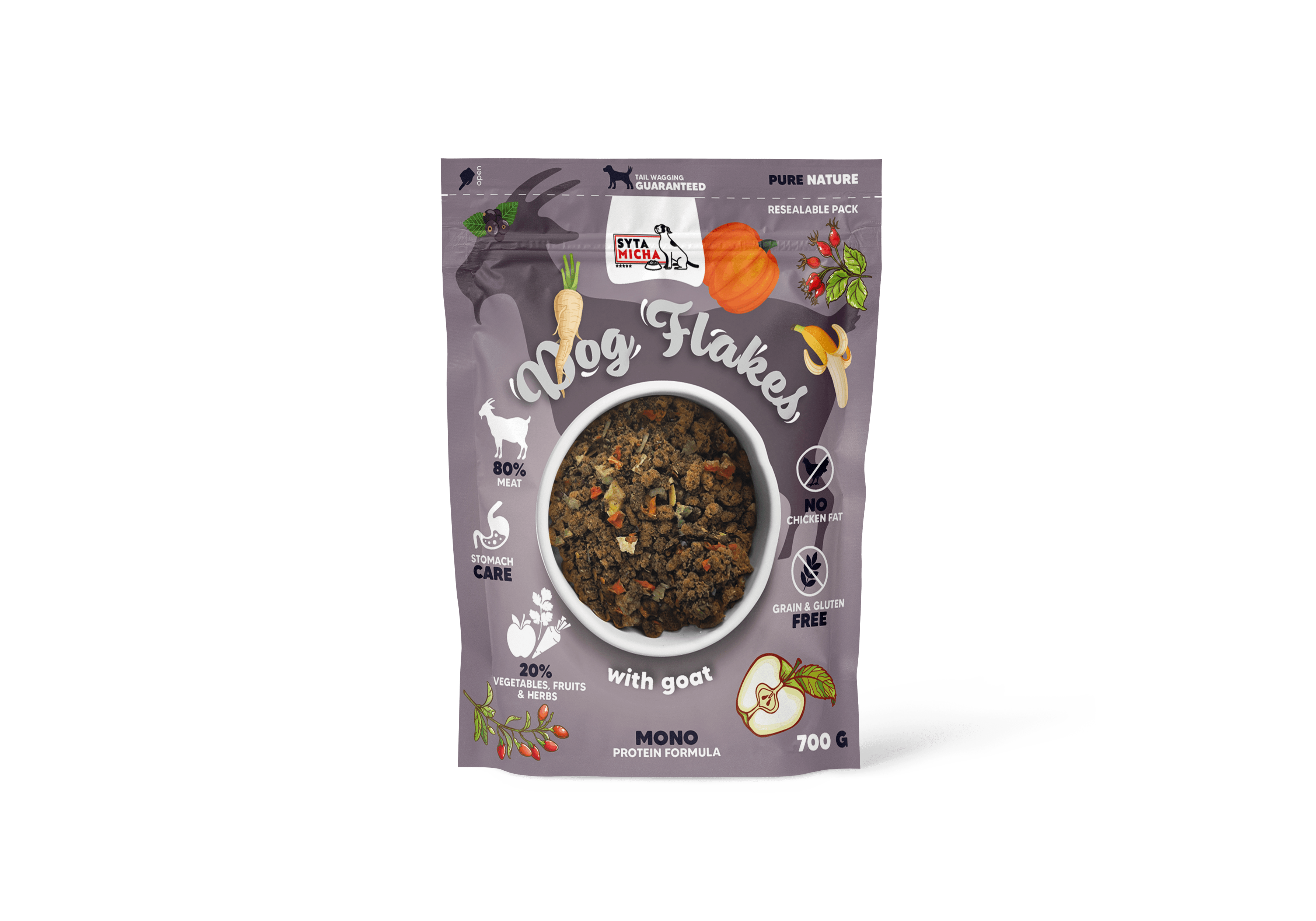 Syta Micha Dog flakes suszona karma dla psa Koza 700g