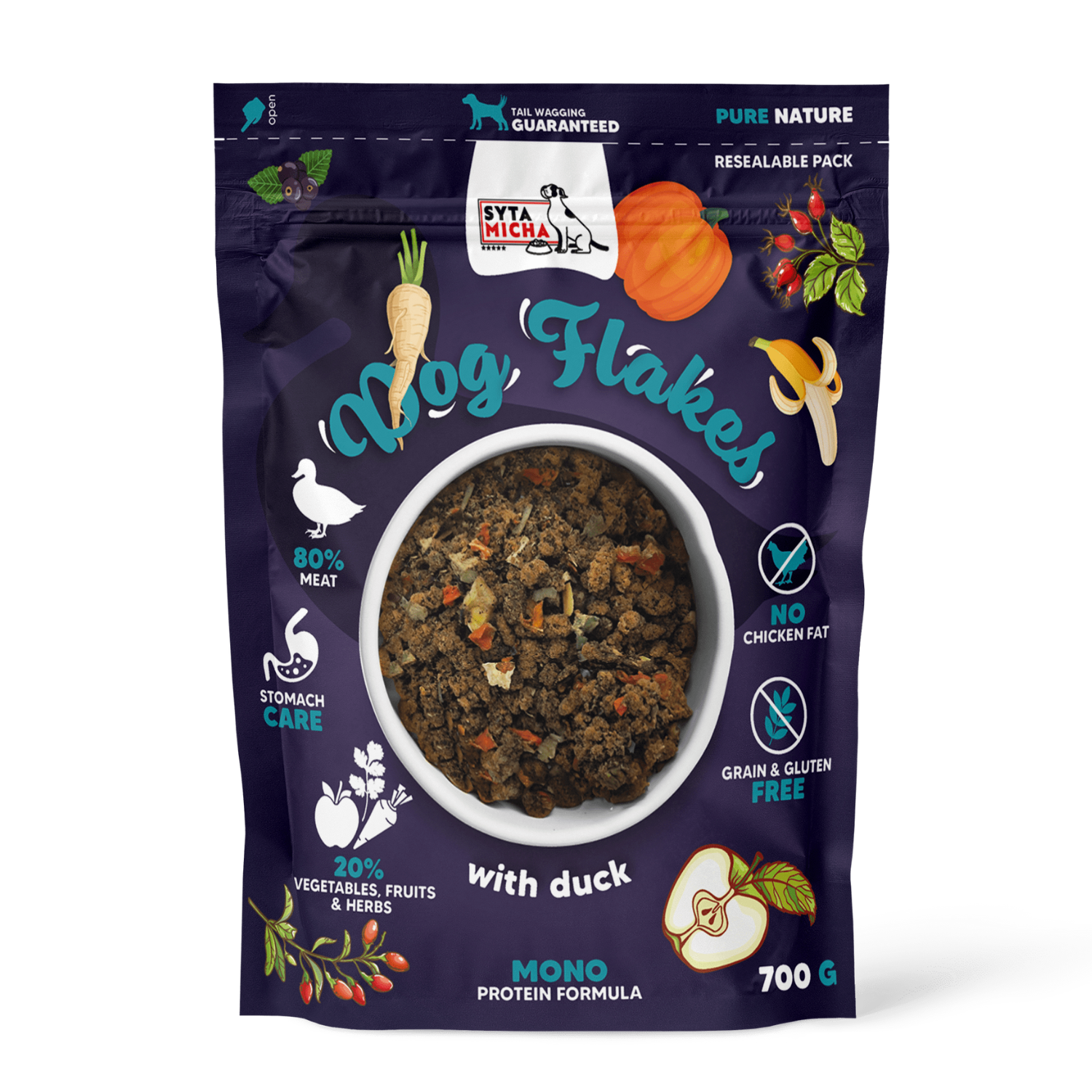 Syta Micha Dog flakes сушений корм для собак Качка 700г