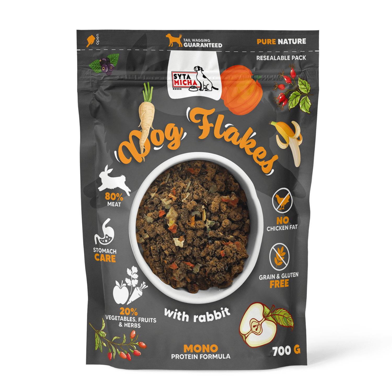 Syta Micha Dog flakes сушений корм для собак Кролик 700г