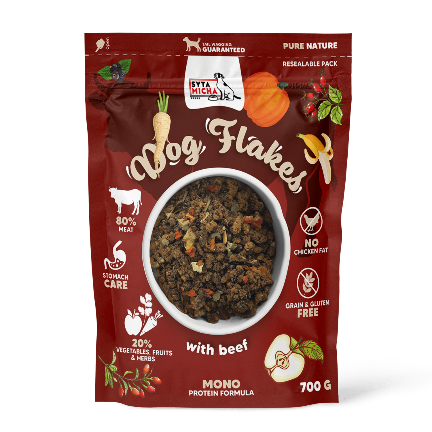 Syta Micha Dog flakes сушений корм для собак Яловичина 700г