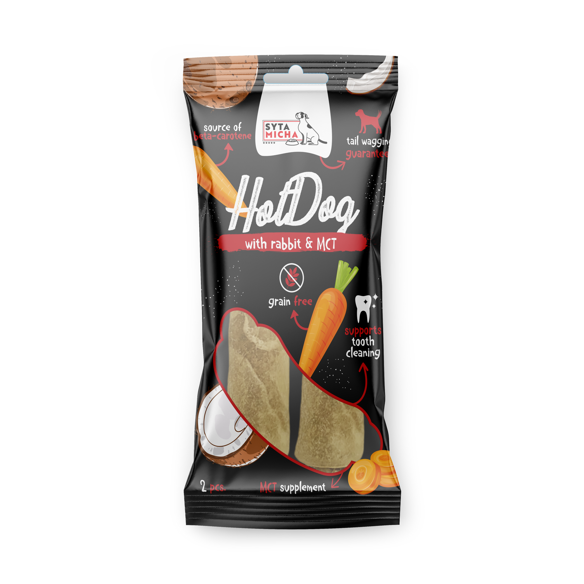 Rágcsálnivaló Hot Dog kutyáknak - nyúl MCT-vel 2 db.