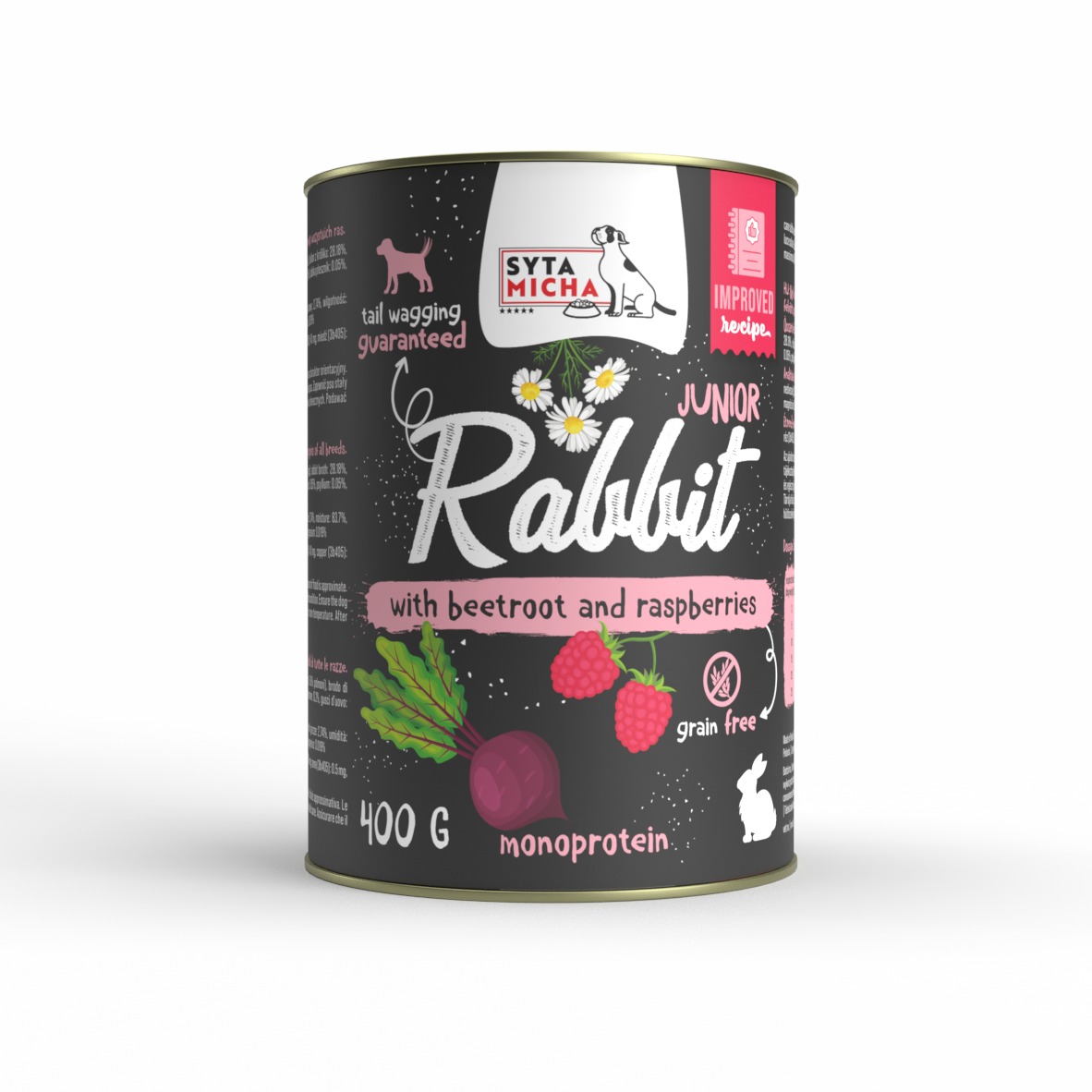 Karma mokra dla szczeniąt królik z burakiem i malinami 400g