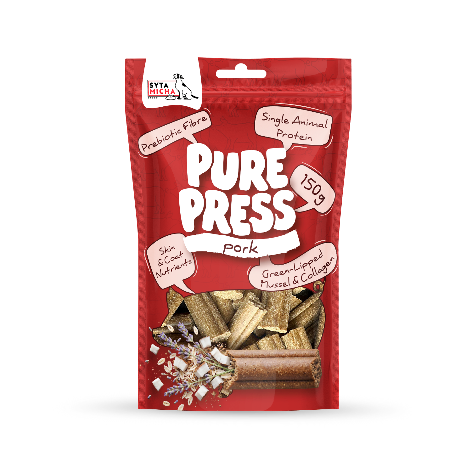 Smaczki tłoczone na zimno dla psa Pure Press Pork 150 g