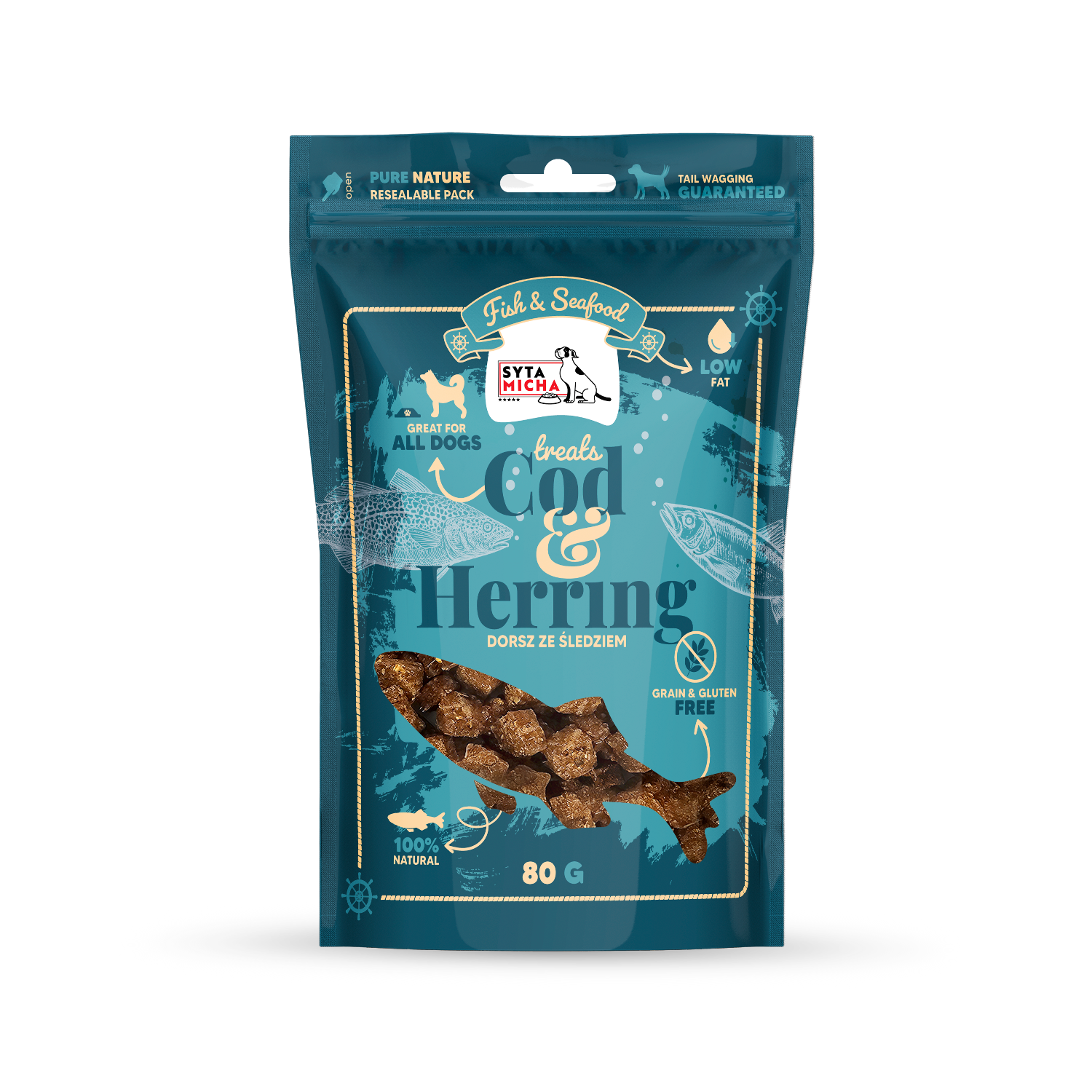 Syta Micha Fish & Seafood Przysmaki ze śledziem dla psa 80g