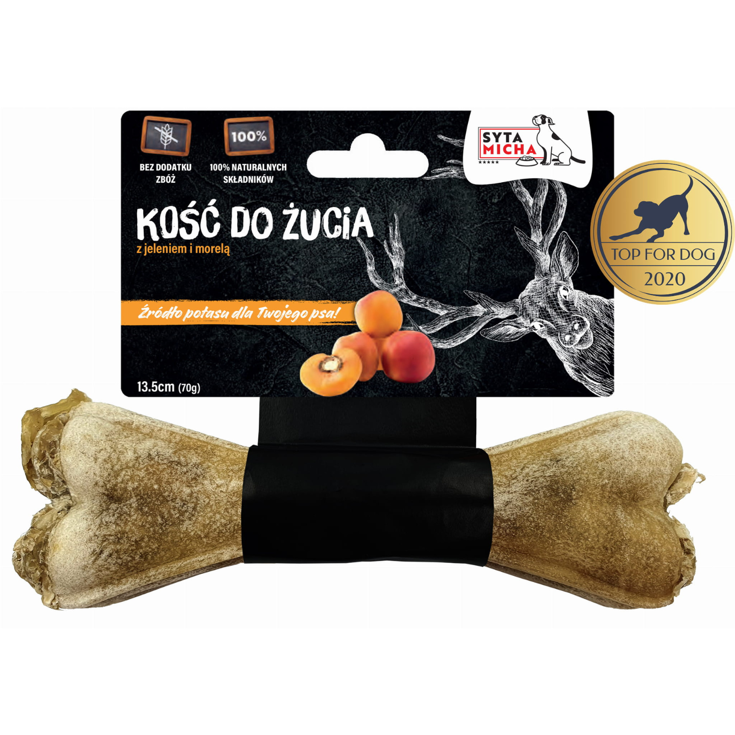 Rágójáték kutyáknak szarvassal és sárgabarackkal, 13,5 cm