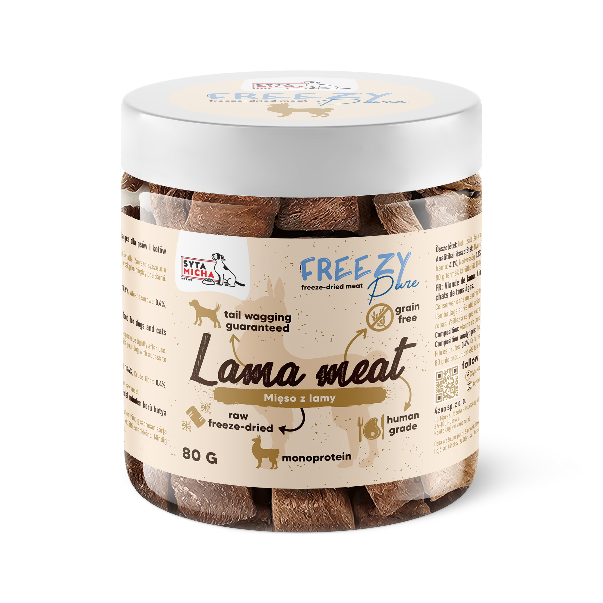 100% liofilizowane mięso z lamy dla psa 80g FREEZY Pure