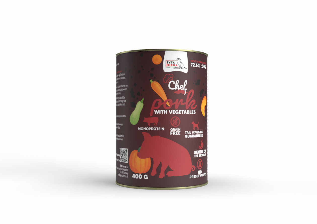 Вологий корм для собак Свинина з овочами 400г