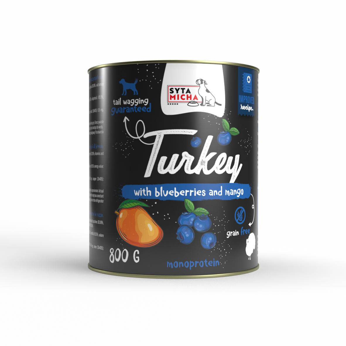 Karma mokra dla psa indyk z jagodami i mango 800g