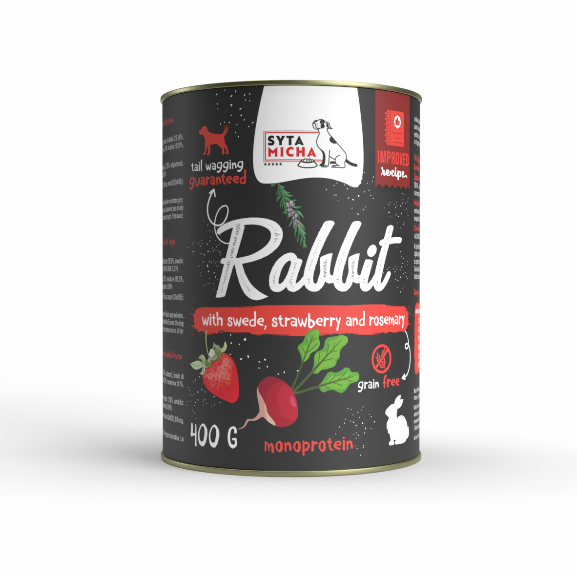 Вологий корм для собаки кролик з брюквою, полуницею і розмарином 400г