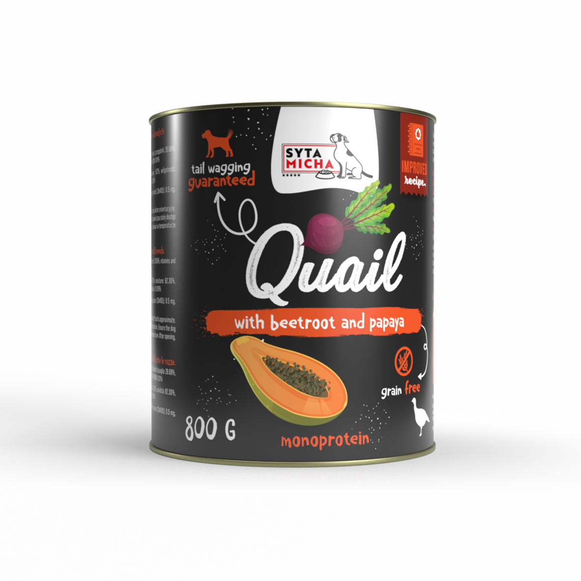 Вологий корм для собак Перепілка з буряком і папаєю 800г