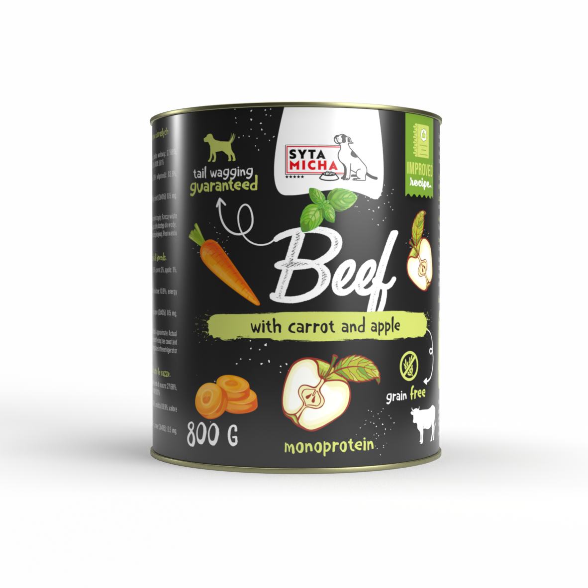 Вологий корм для собаки яловичина з морквою, яблуком та базиліком 800г