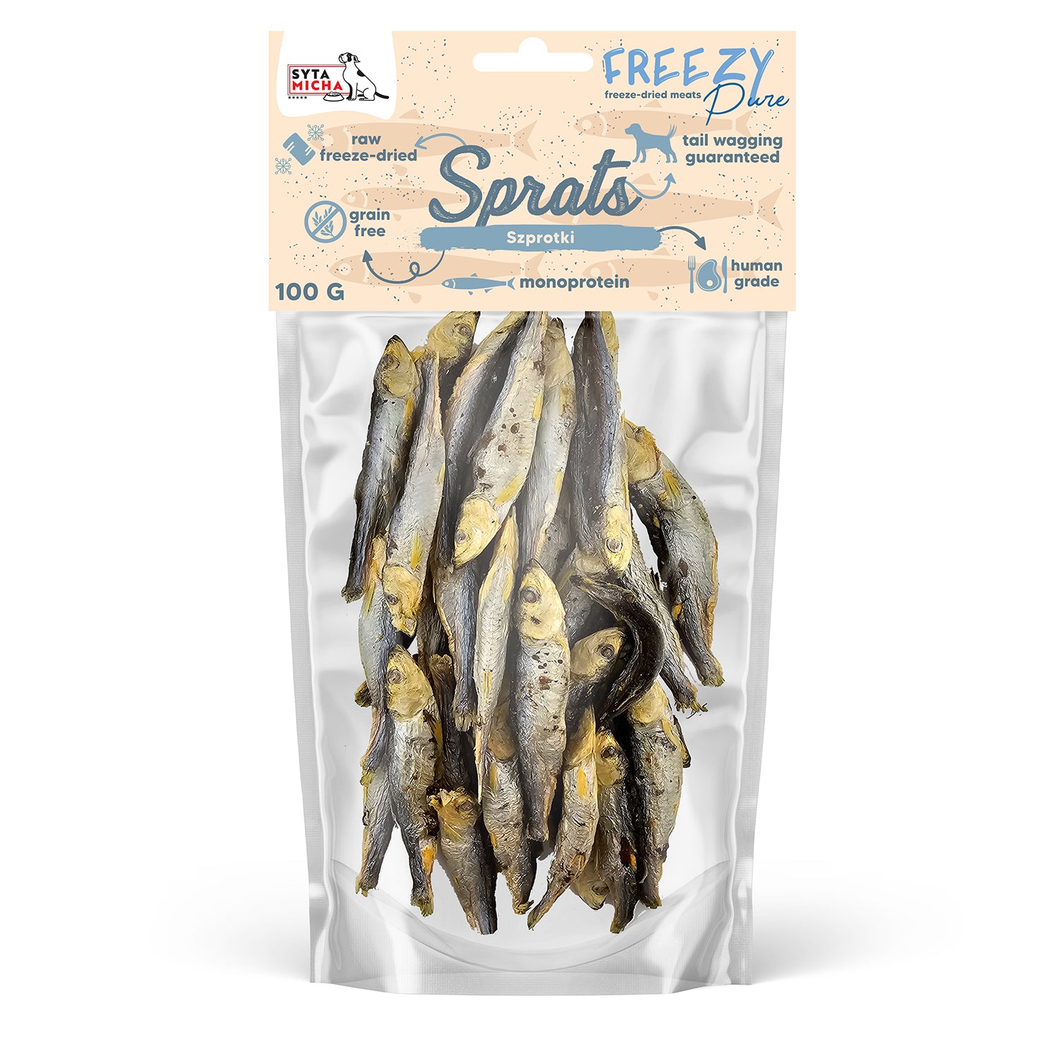 100% liofilizált szprotki kutyáknak 100g FREEZY Pure