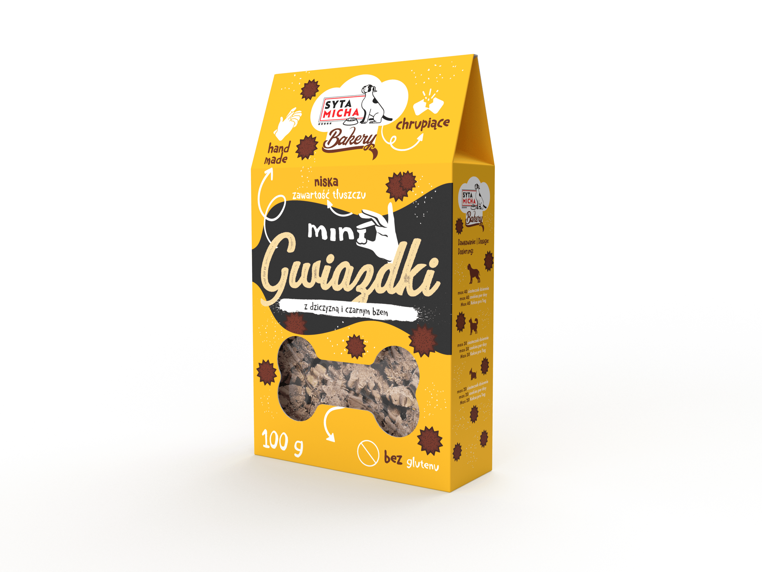 Kutyakeksz Mini csillagok vadhússal és fekete bodzával 100g