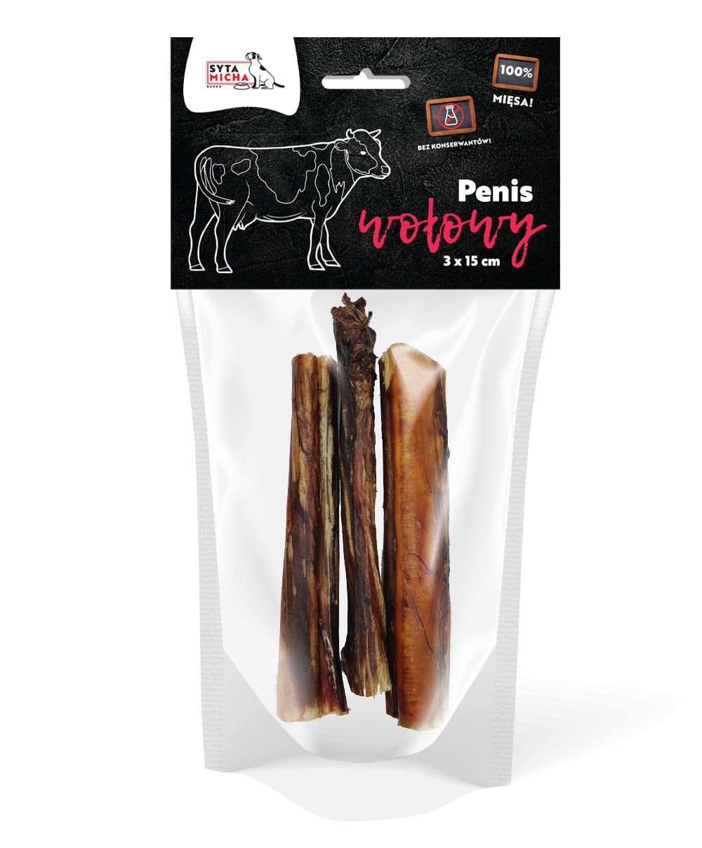 Сушені яловичі пеніси для собаки 3x15см