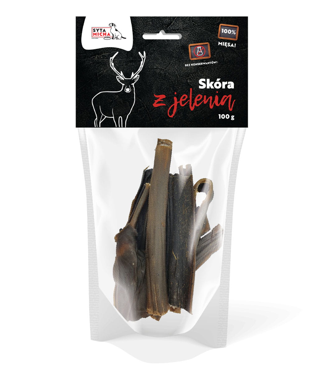 Сушена шкіра оленя для собаки 100г