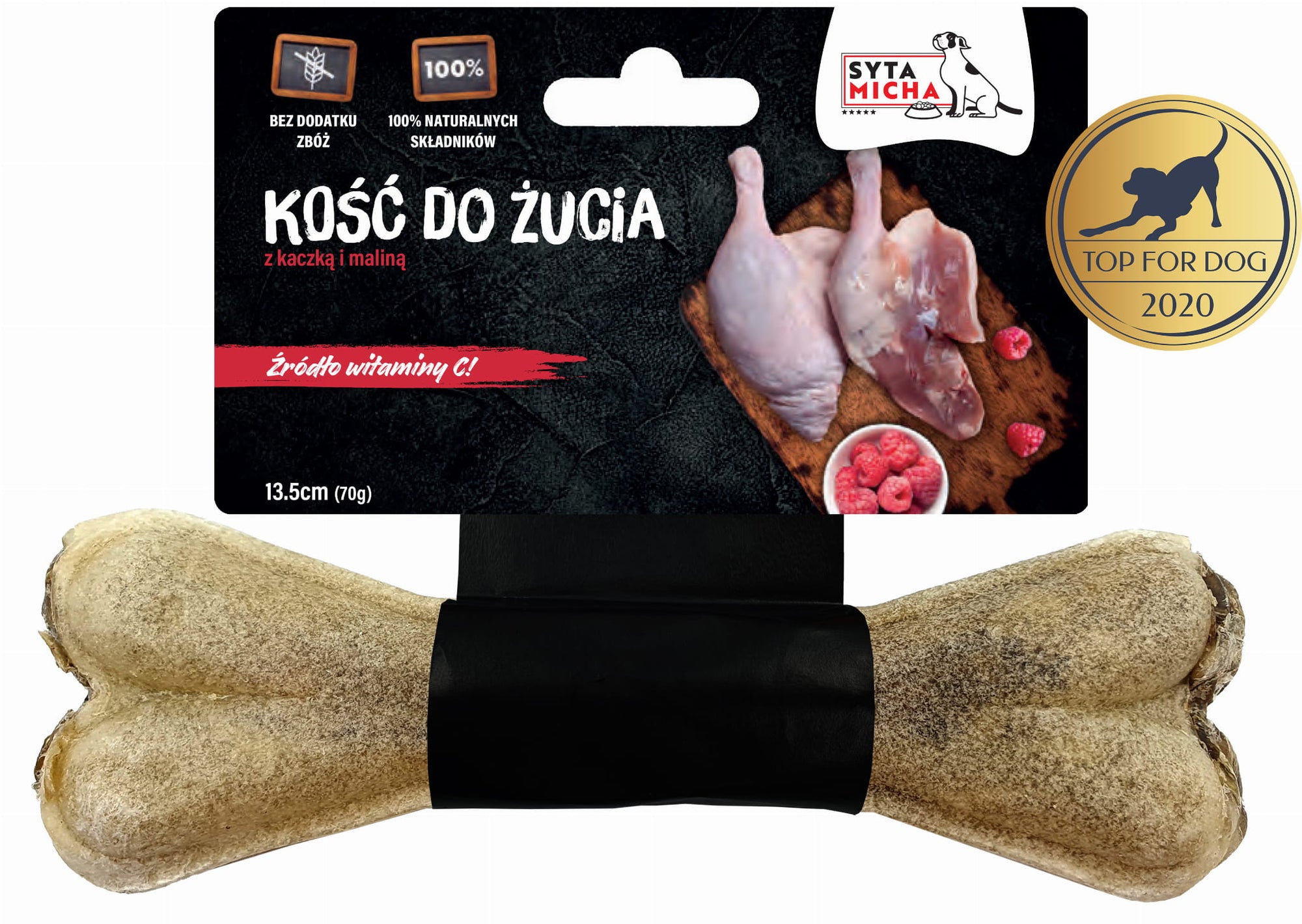 Rágójáték kutyáknak kacsával és málnával, 13,5 cm