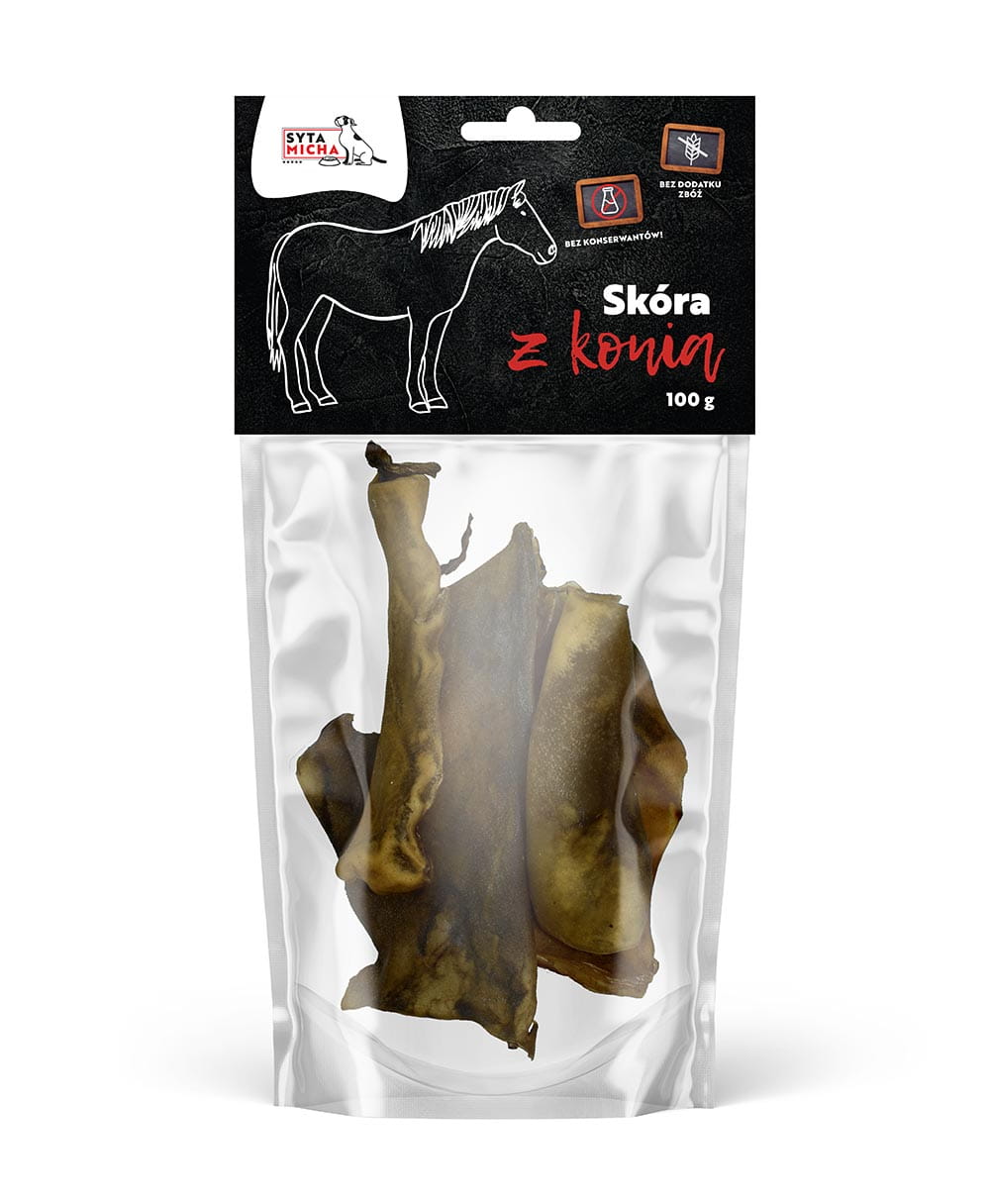 Сушена шкіра коня для собаки 100г