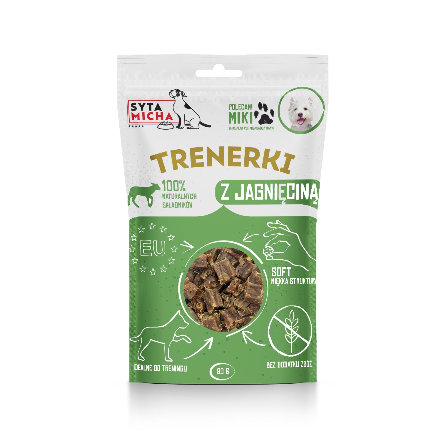 Trenerki z jagnięciną dla psa 80g