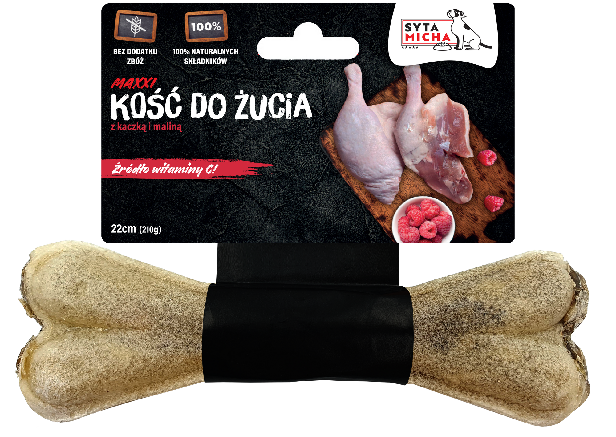 Rágójáték kutyáknak kacsával és málnával, 22 cm MAXXI