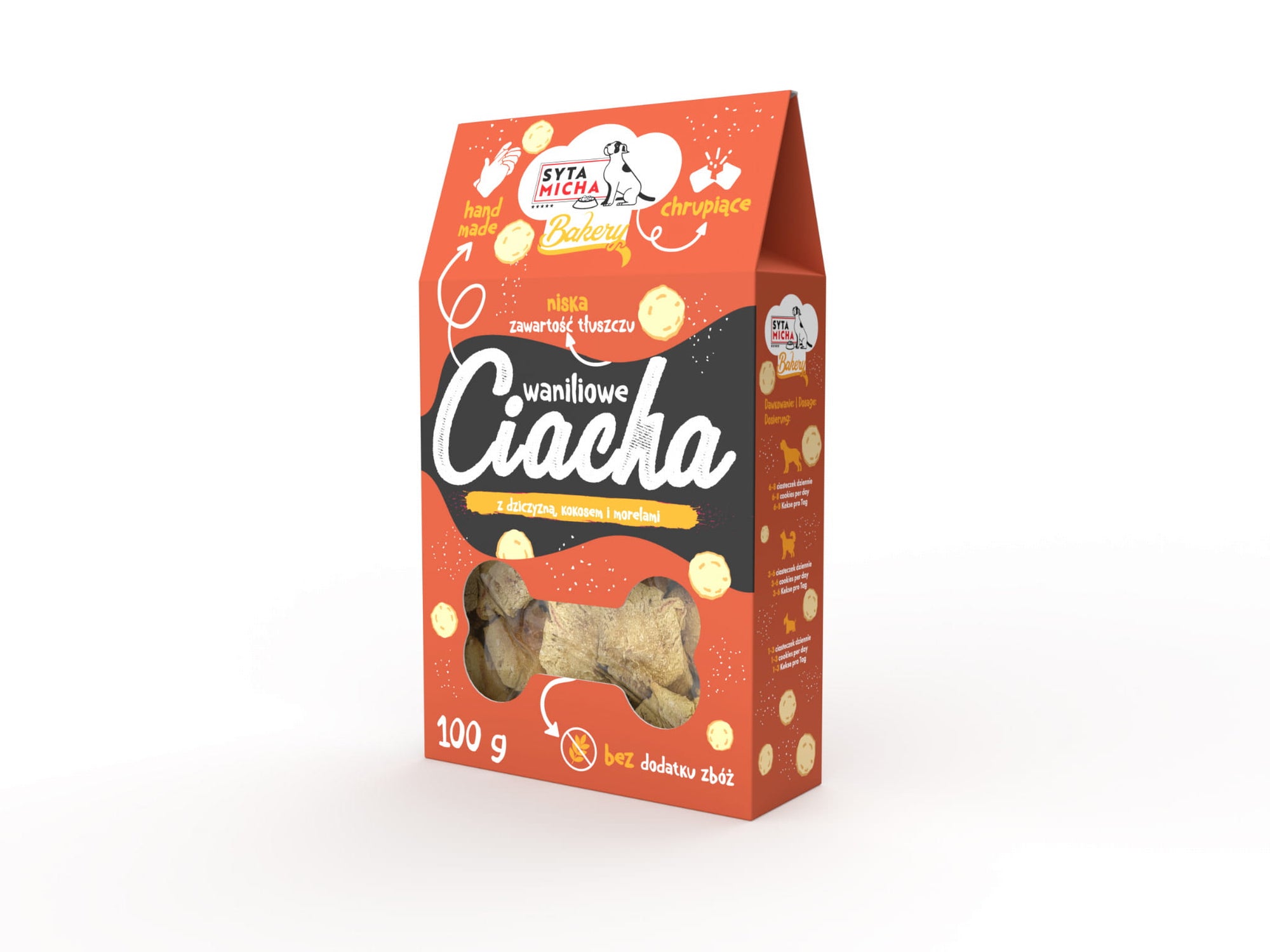 Waniliowe  ciacha z dziczyzną, kokosem i morelami 100g