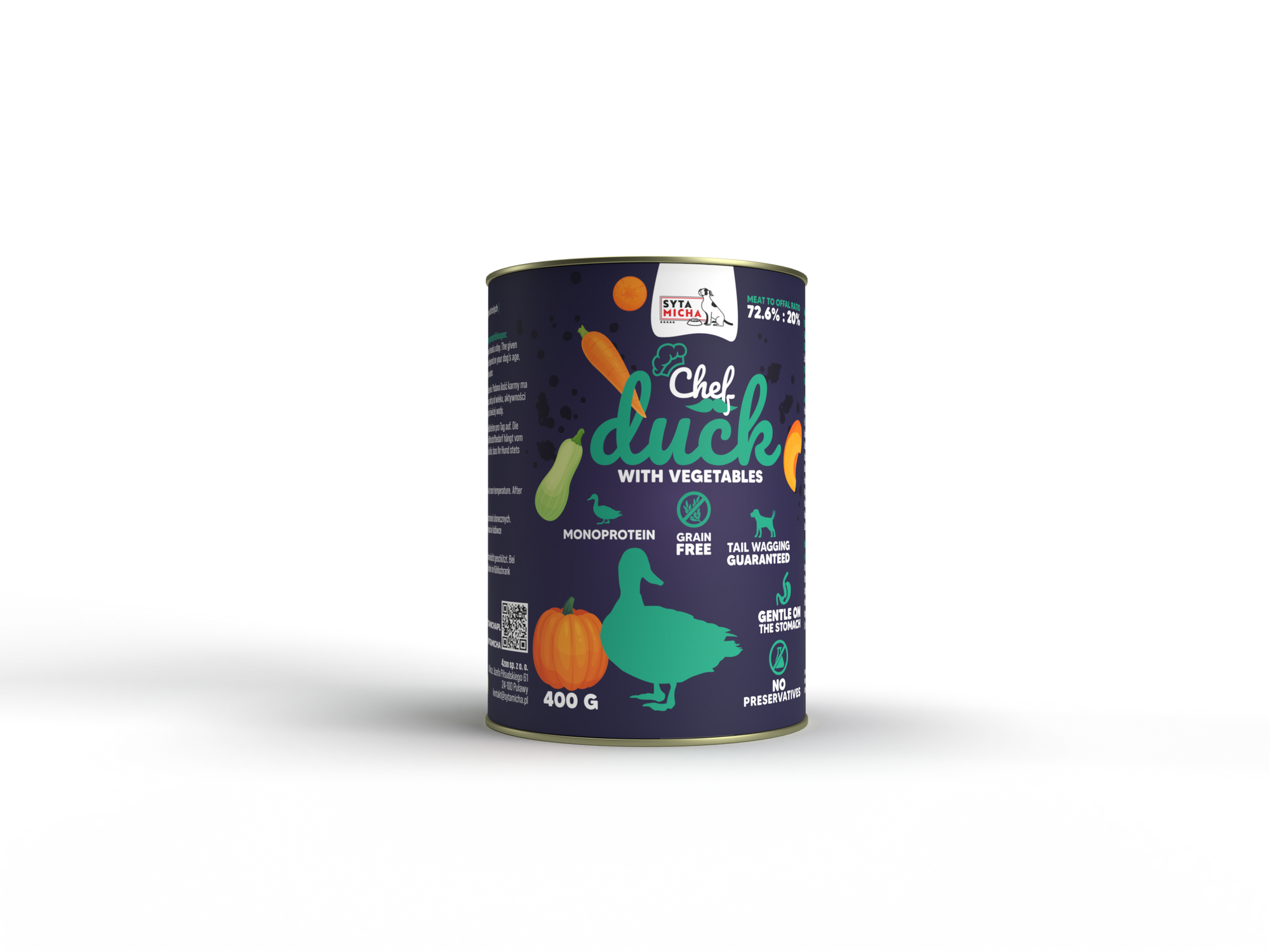 Mokra karma dla psa Kaczka z warzywami 400g