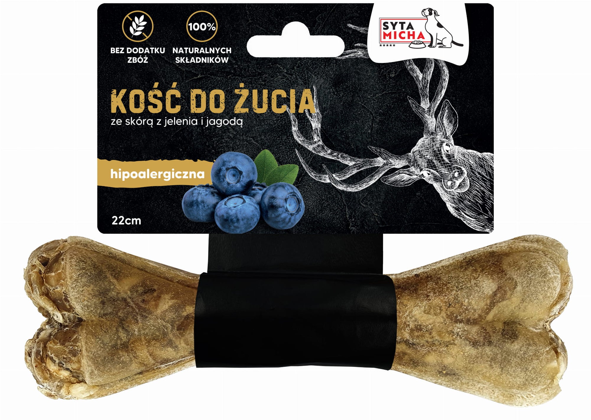Kość do żucia dla psa hipoalergiczna jeleń z jagodami 22cm MAXXI