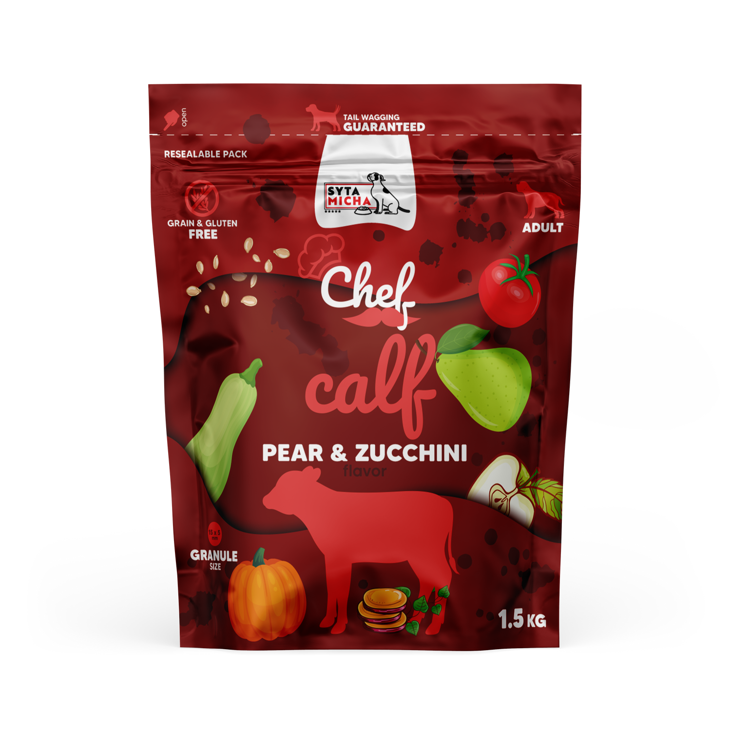 Сухий корм для собак Телятина, груша і цукіні 1,5кг