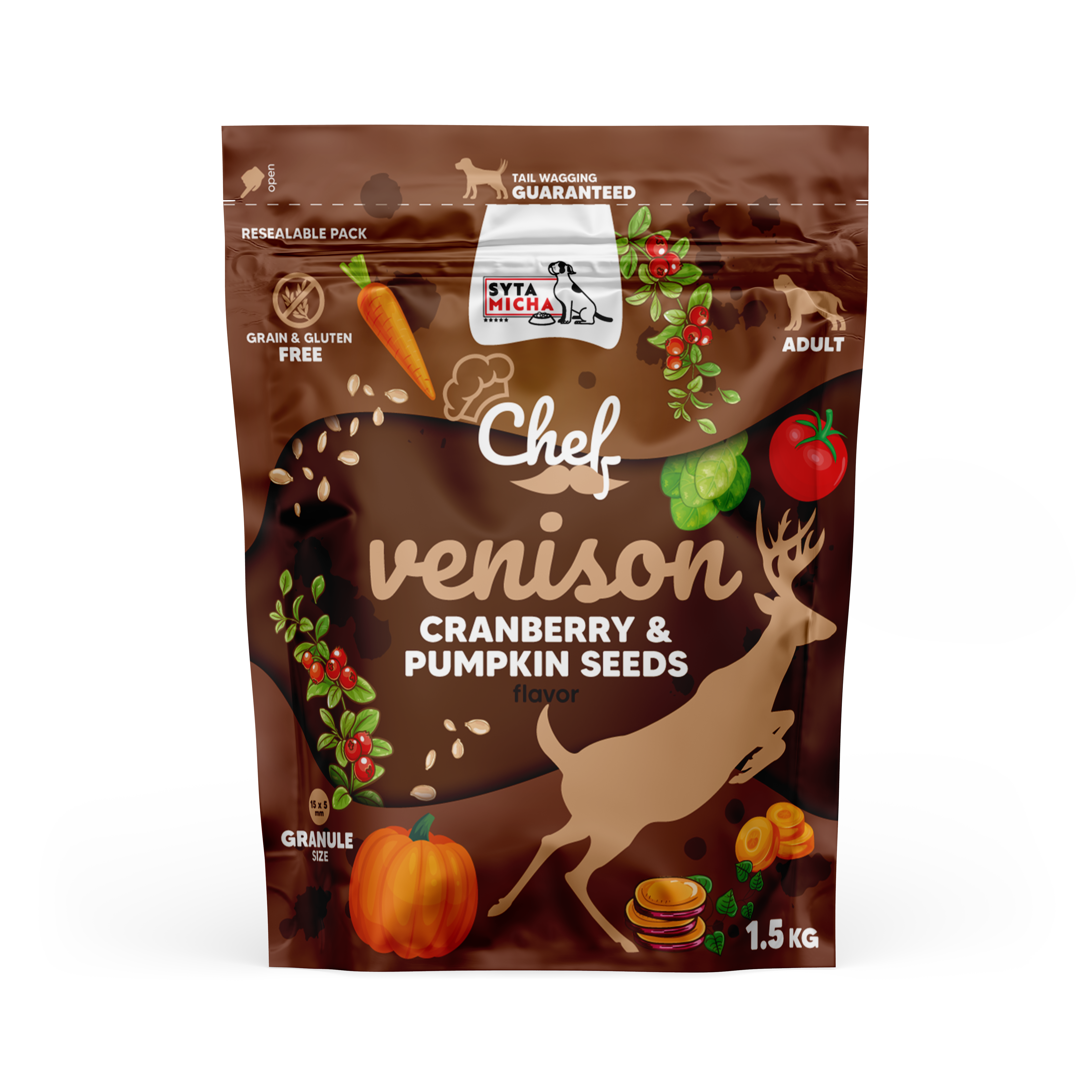 Száraz kutyatáp Vadhús, áfonya és tökmag 1,5 kg